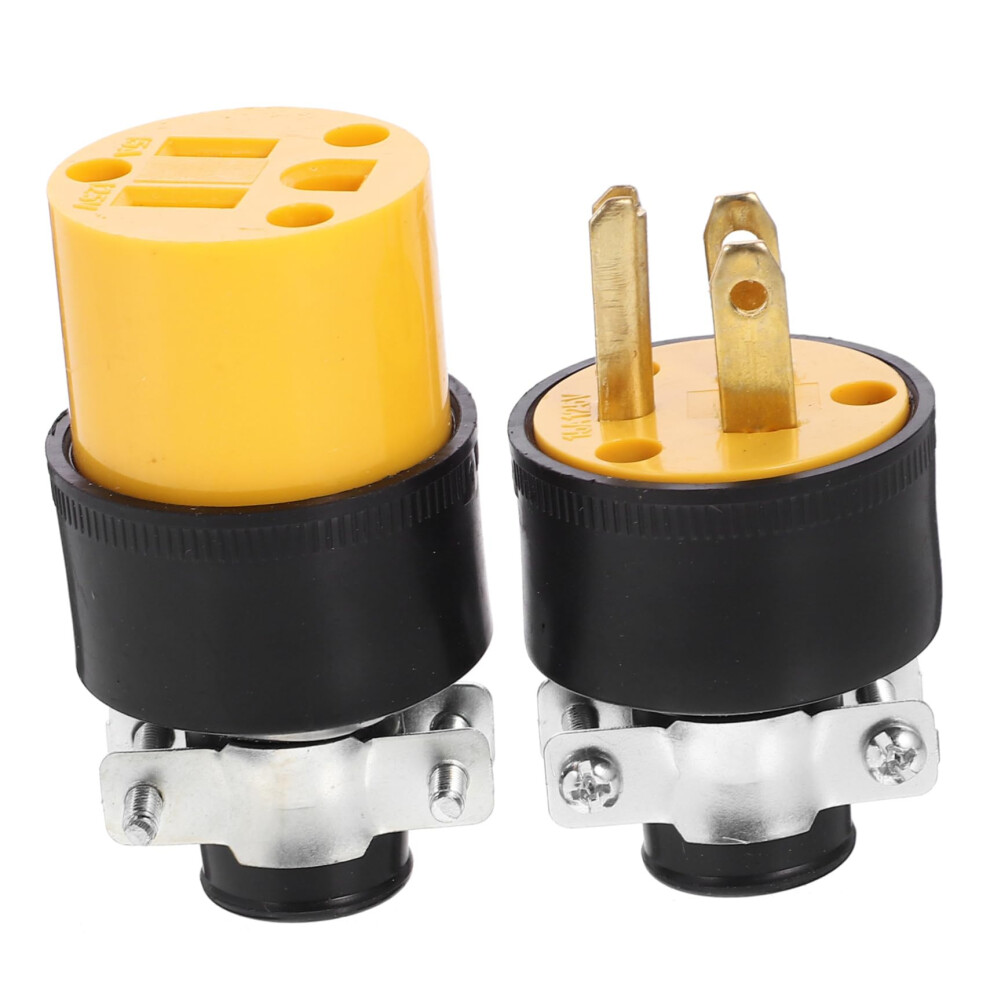 Extension Cord Plug Replacement Set 3 Prong Electrical Connector Male And Female Grounded 15A 125V Durable Abs Copper 9073542249498