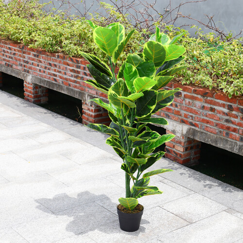 Living And Home 120cm Artificial Faux Ficus Elastica Tree in Pot 1