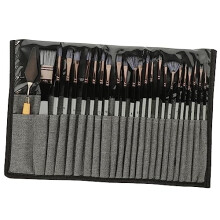 Watercolor and Acrylic Paint Brush Set 23pcs with Wood Handles, Nylon Bristles and Storage Bag