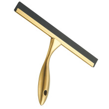 10 Inch Stainless Steel Shower Squeegee with Silicone Blade for Bathroom Glass, Gold, Streak Cleaning