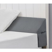 King Bed Wedge Pillow Headboard Gap Filler with Dual Side Pockets, Firm Foam Support, Gray