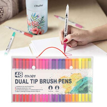 48 Colors Dual Tip Brush Pens Set for Artists, Blendable Watercolor Ink Markers for Drawing and Lettering