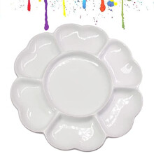 Ceramic Watercolor Palette 8 Inch White Durable Nonporous Glazed Finish for True Color Mixing