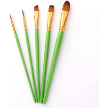5 Pcs Paint Brush Set, Watercolor Paint Brushes for Acrylic, Wood Handle Nylon Bristles, Color A