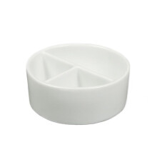 Porcelain Paint Palette with Dual Rinse Design, White ThreeGrid Ceramic Brush Washing Bowl for Artists
