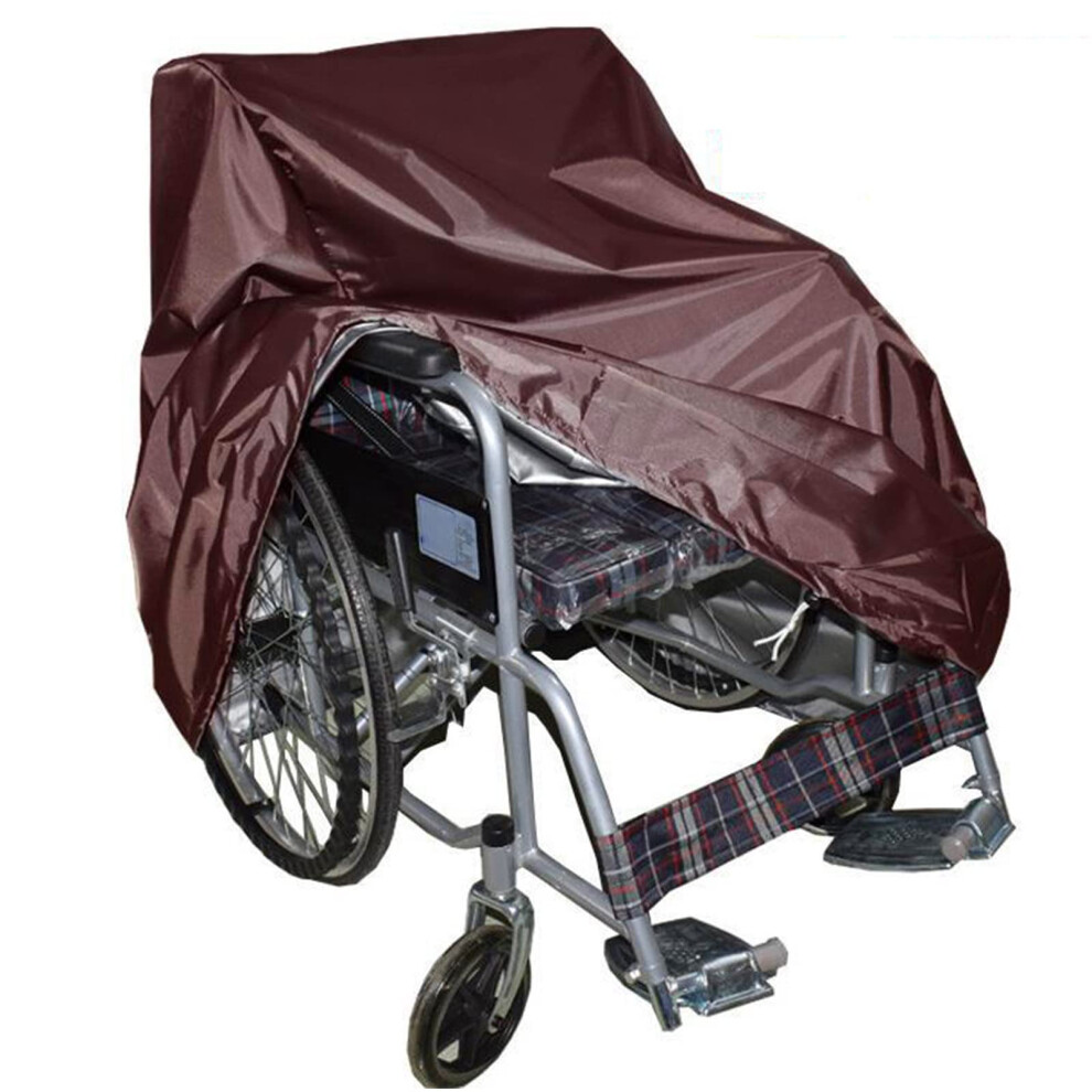 Brown Waterproof Oxford Wheelchair And Mobility Scooter Cover, Foldable Durable Protection For Outdoor Travel, 45X26x47in