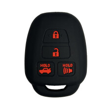 Key Fob Cover 4 Button Silicone Case for Toyota RAV4 Camry Corolla Highlander with ScratchDrop Protection Black