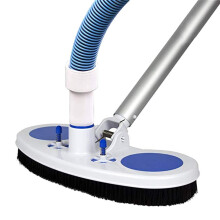 13.5 Inch Weighted Pool Vacuum Head with Nylon Bristles, Swivel Hose Connection, EZ Clip Handle for Inground and Above Ground Vinyl Pools (Blue)
