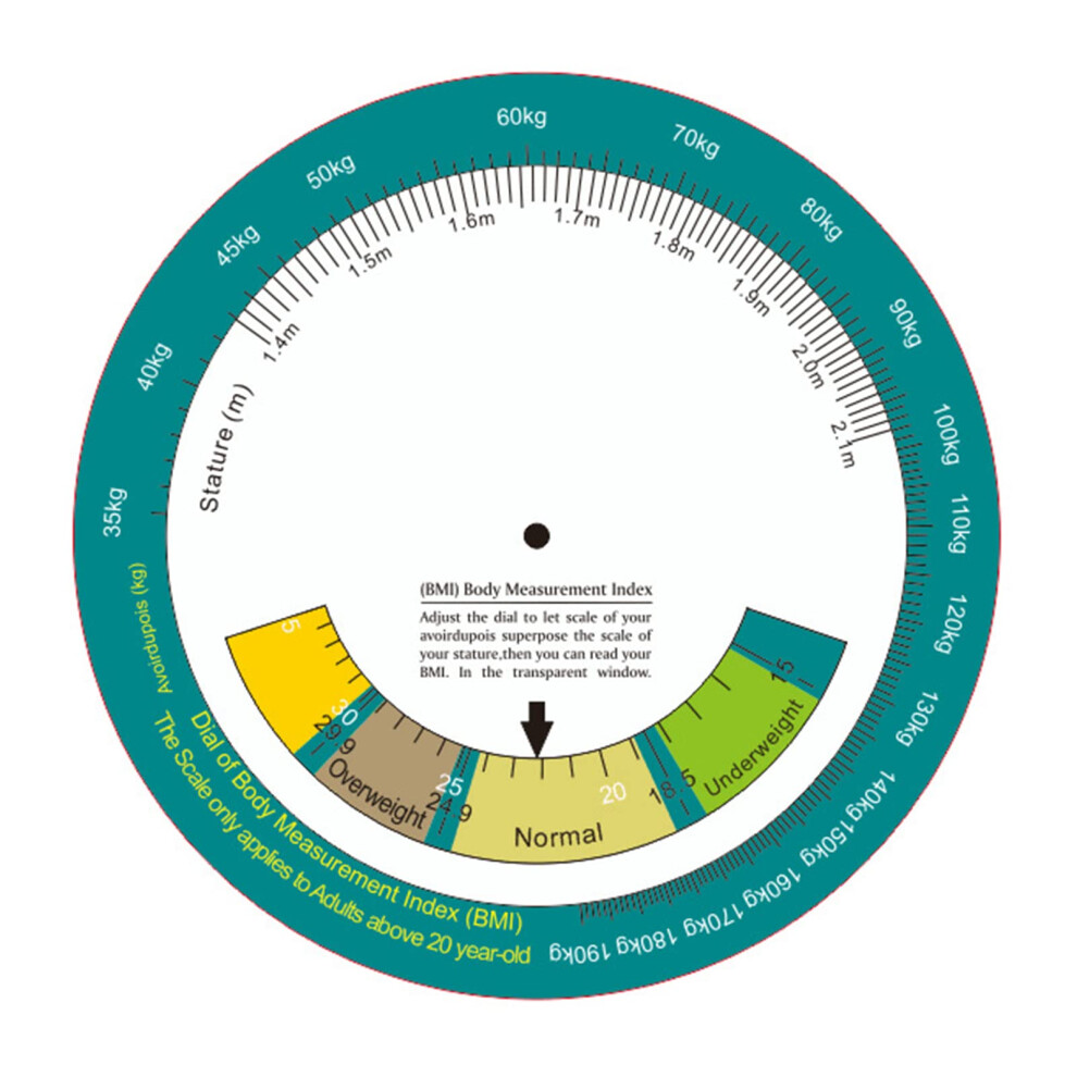 BMI Calculator Wheel 150mm Body Mass Index Measurement Tool for Adults Instant BMI Reading Durable