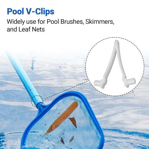 21Pack Replacement Pool VClips for Brushes Skimmers and Leaf Nets, HeavyDuty Plastic Quick Install 2