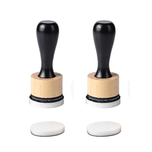 2 Packs Mini Round Ink Blending Tools for Crafts with Durable Wooden Handle and Replaceable Foam Pads