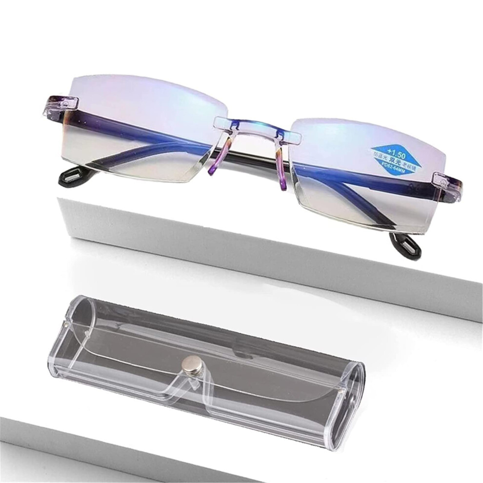 Blue/Light/Black Ultra 4X Anti Progressive Reading Glasses With Dual Focus Lenses And Sapphire Coating (Black)