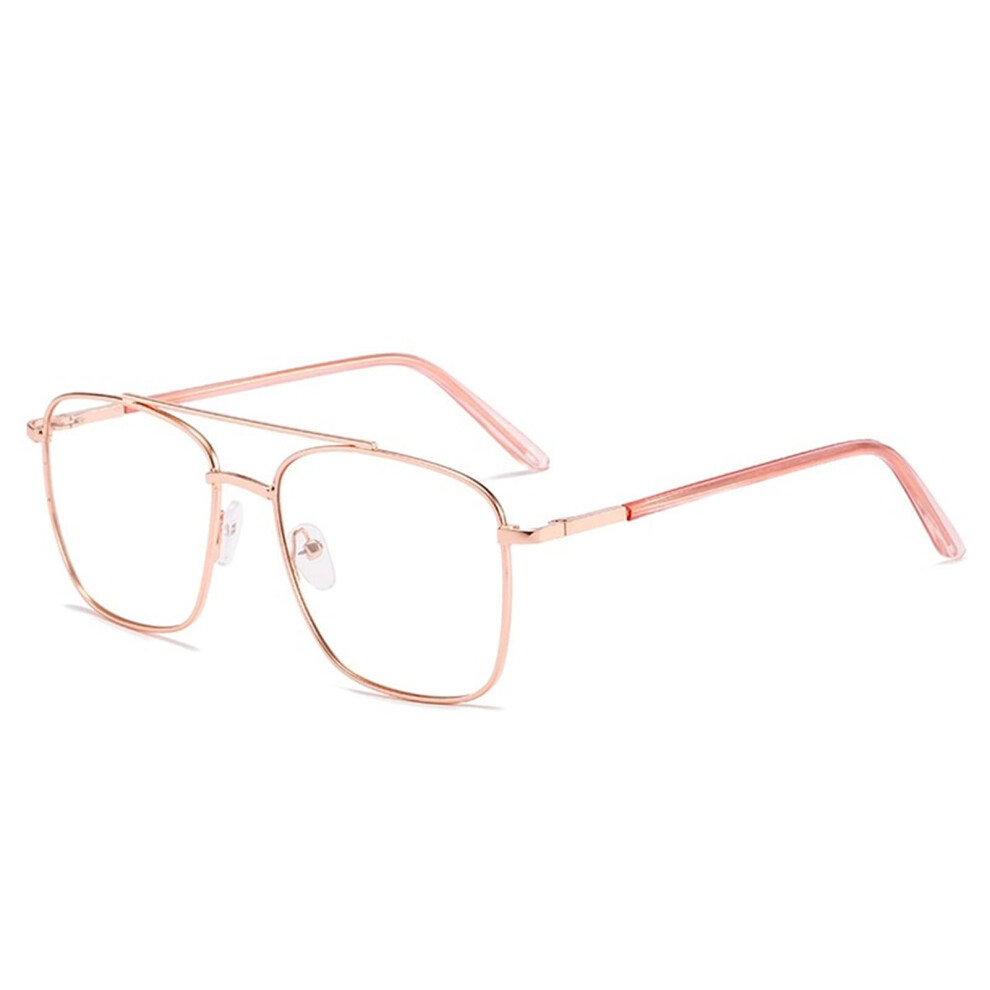 Blue,Gold Aviator Blue Light Blocking Glasses For Women Rose Gold Frame Clear Lens Computer Reading Eyewear