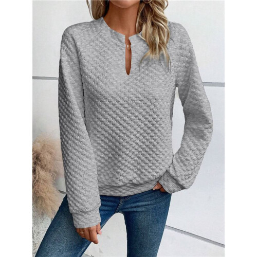 Women'S V Neck Sweatshirt Long Sleeves Pullover Tops Light Gray S 1