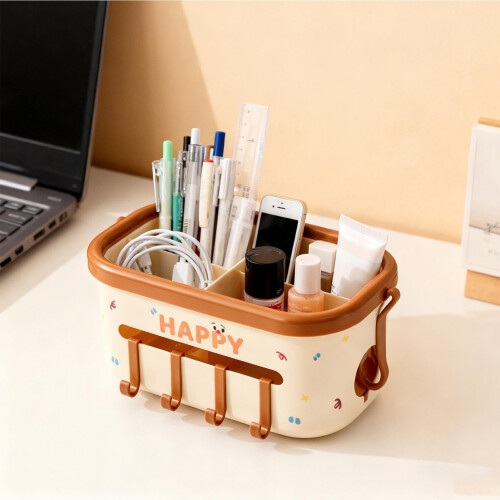 Bedside Organizer with Hooks, Secure Clip Frame for Bunk Bed Dorm Room Storage and Easy Access Compartments 2