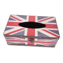 Vintage PU Leather Tissue Box Cover with Wooden Frame, Dustproof Large Capacity Retro Tissue Holder