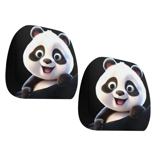 2PCS Lovely Whimsical Panda Car Headrest Protectors-Type B