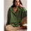 Women'S Button Oversized Side Slit High Low Sweatshirt Long Sleeve Reverse Seam Pullover Tunic Tops Army Green M 2