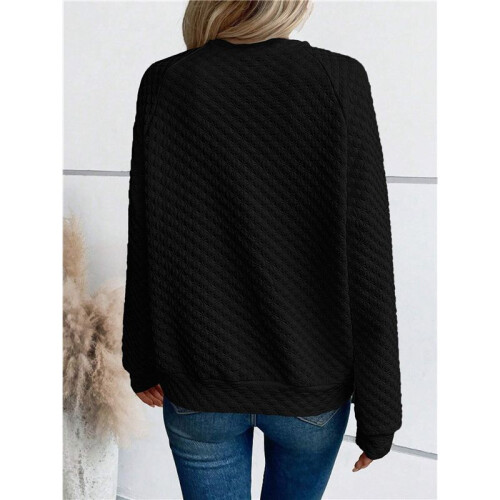 Women'S V Neck Sweatshirt Long Sleeves Pullover Tops Black XL 2