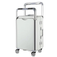 24 Inch Hard Shell Luggage with Wheels Aluminum Frame White Lightweight Spinner Suitcase with TSA Lock