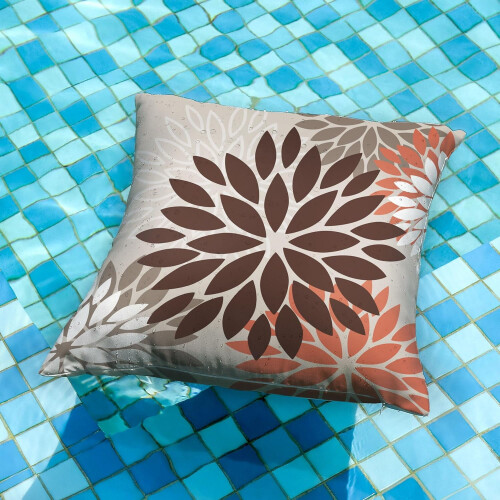 Conjunto de 2 capas de almofada 45x45cm (18x18 polegadas) em tons de marrom, vermelho e laranja. Impermeáveis e com estampa floral, ideais para sala 1
