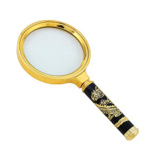 10x Optical Glass Reading Magnifier with Carved Dragon Handle, Detachable Handheld Design for Hobbies