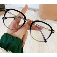 Womens Blue Light Blocking Reading Glasses +3.50 Classic Large Frame Black Purple Anti UV Filter