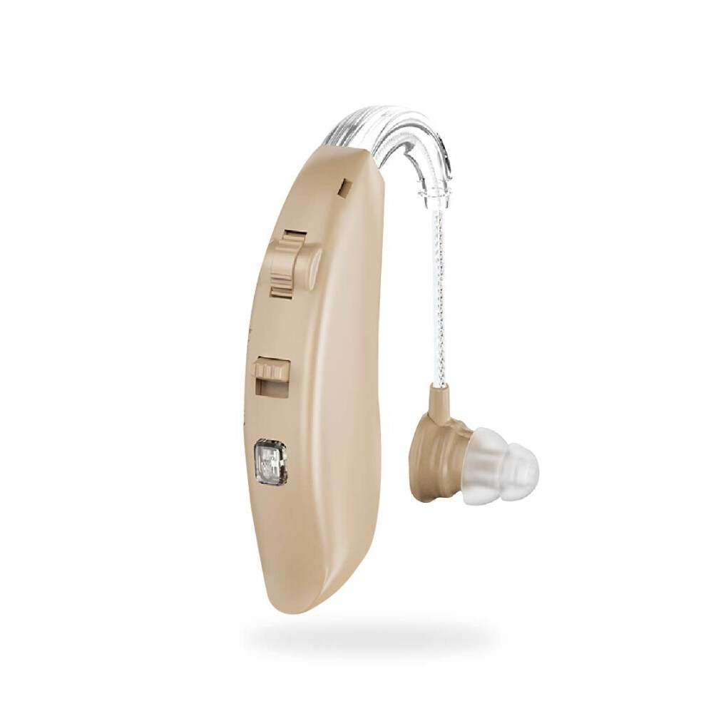 Beige Rechargeable Hearing Aids For Seniors, Invisible Incanal Design, Otc Amplifier For Severe Hearing Loss