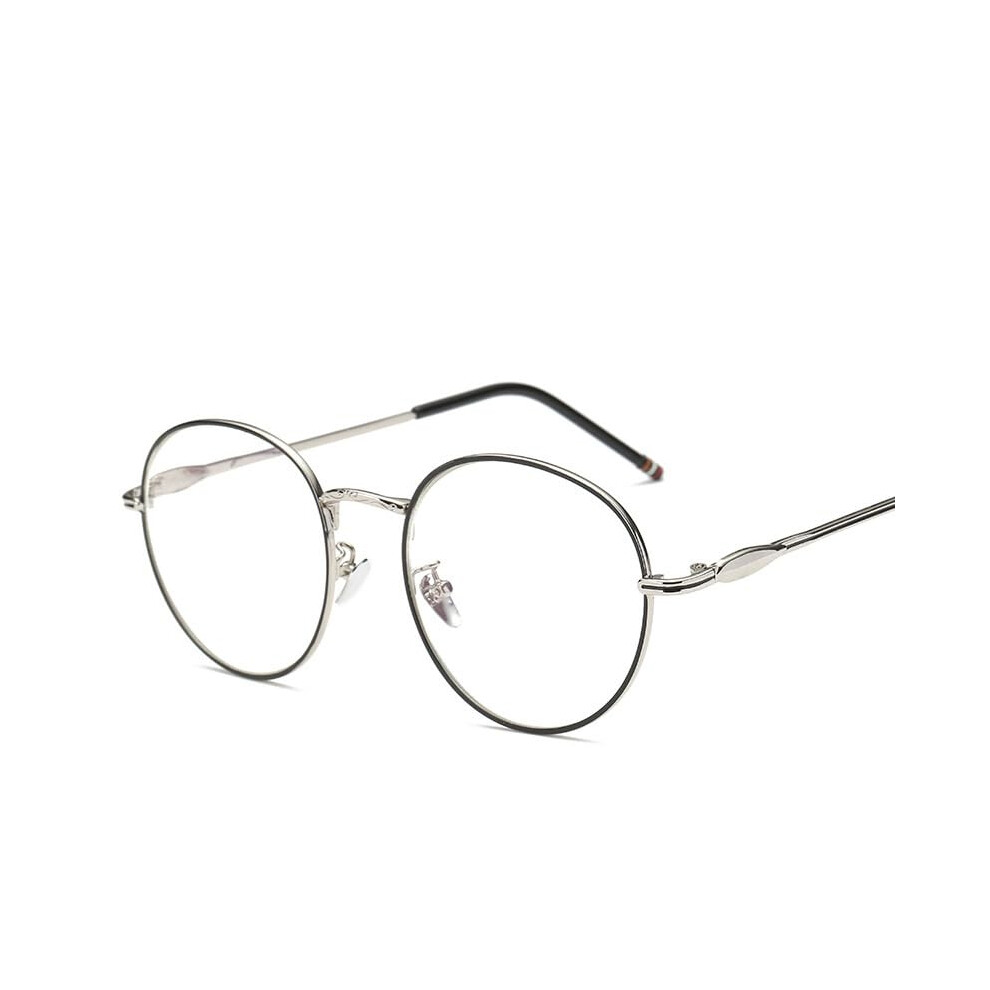 Blue/Light/Black Blocking Reading Glasses +3.50 Round Anti Glare Metal Frame Computer Readers Silver