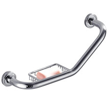 304 Stainless Steel Bathroom Grab Bar with Soap Holder Suction Cup, Polished Chrome Shower Handrail for Bath and Toilet Support