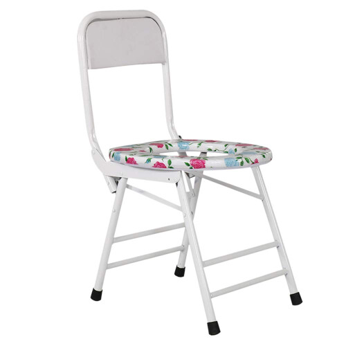 White Folding Commode Chair for Elderly and Disabled with Adjustable Height, Wheels and Easy Clean Surface