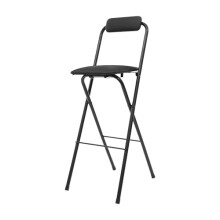 Leather Padded Foldable Bar Stool with Backrest 70cm, Durable Steel Counter Height Chair for Kitchen Cafe