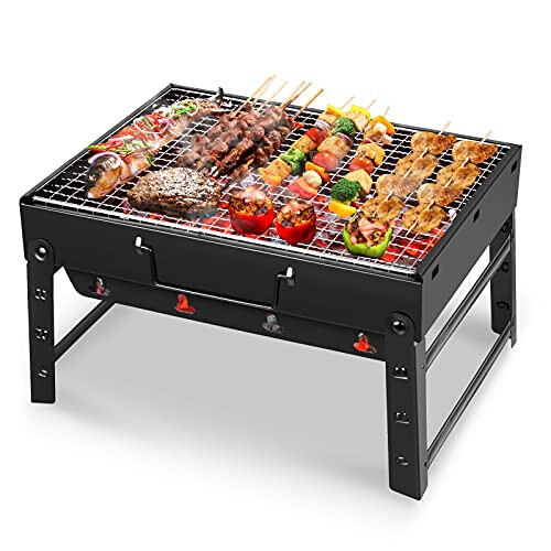 Portable Charcoal Grill for Camping Folding Tabletop BBQ with Quick Setup and Easy Cleanup