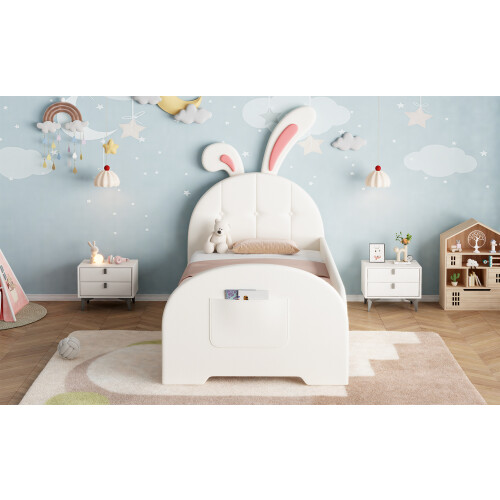 3ft Single Rabbit-Shaped Upholstered Bed Frame 1