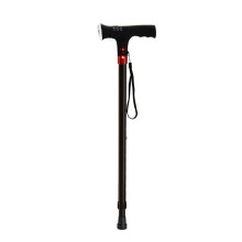 Adjustable Walking Stick with LED Light and Radio, Telescopic Ergonomic Cane for Seniors Black 73–96cm