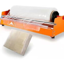Stainless Steel Stretch Film Dispenser 19.7 Inch with Built‑in Cutter, Tabletop Pallet Wrap Machine for Warehouse Packing