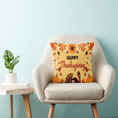 Μαξιλαροθήκη Happy Thanksgiving Throw 20*20IN Εξωτερικές διακοσμήσεις Διακοσμητική 2