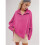 Women'S Button Oversized Side Slit High Low Sweatshirt Long Sleeve Reverse Seam Pullover Tunic Tops Rose Red S 2