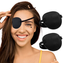 2PCS Adjustable Medical Eye Patch for Adults and Kids, Soft Black Amblyopia Lazy Eye Cover