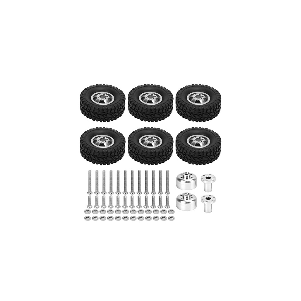 Rc Car Tires And Wheels 67Mm Rubber Tires With Aluminum Alloy Hub For Wpl C14 C24 C34 C44 Silver 9330225637936