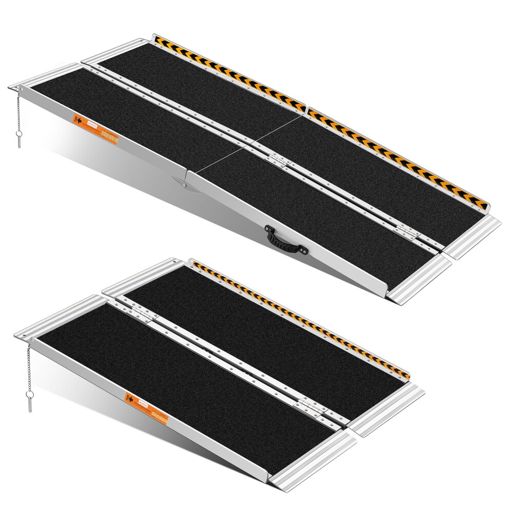 3FT and 5FT Wheelchair Ramp, 800LB Capacity Folding Aluminum Ramp for Home Steps and Doorways