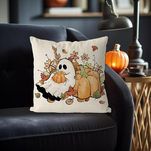 Μαξιλαροθήκες για το Halloween, φθινοπωρινές, 18x18 ίντσες, λουλουδάτες μαξιλαροθήκες, 1