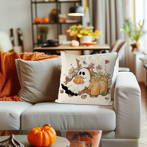 Μαξιλαροθήκες για το Halloween, φθινοπωρινές, 18x18 ίντσες, λουλουδάτες μαξιλαροθήκες, 2