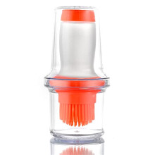 2 in 1 Silicone Oil Brush Bottle for BBQ and Baking, Heat Resistant 482F Leakproof Dishwasher Safe Orange