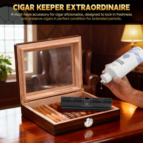 Cigar Humidifier 2 Pack Black Rectangular Dual Design for Humidor Box, Stable Moisture Control 1