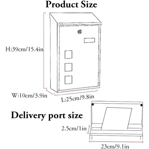 Stainless Steel Wall Mounted Mailbox with Secure Combination Lock, Weatherproof Mail Drop Box for Home 1