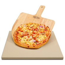 16 x 14 Pizza Stone for Oven and Grill, Achieve Crisp Even Crusts, Includes Wooden Peel