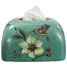Ceramic Tissue Box Cover Rectangular Porcelain Holder with Elegant Country Design for Bathroom or Living Room Decor