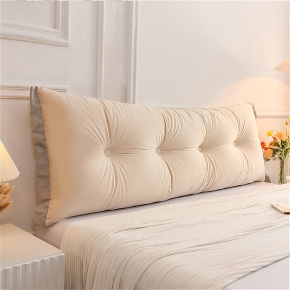 Beige Bed Wedge Pillow 35.4In Triangular Headboard Cushion, Removable Backrest For Bed Reading Support