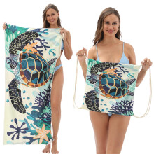 2in1 Sandproof Beach Blanket Quick Dry Microfiber Beach Towel with Foldable Carry Bag 27.5x55